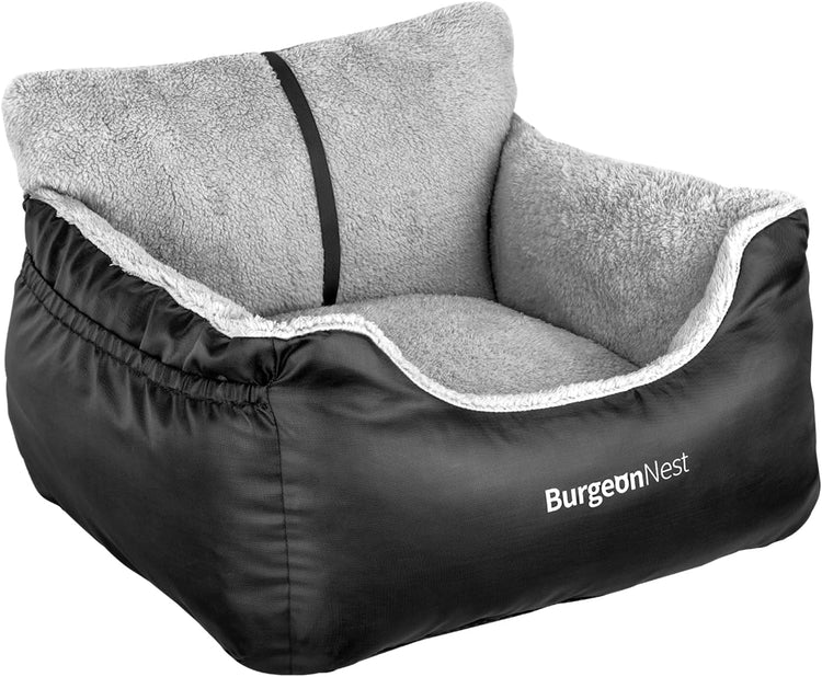 Dog Car Seat for Small Dogs – Booster Seat with Clip-On Leash, Storage Pockets & Washable Cover, Portable Pet Carrier under 25 lbs, Black