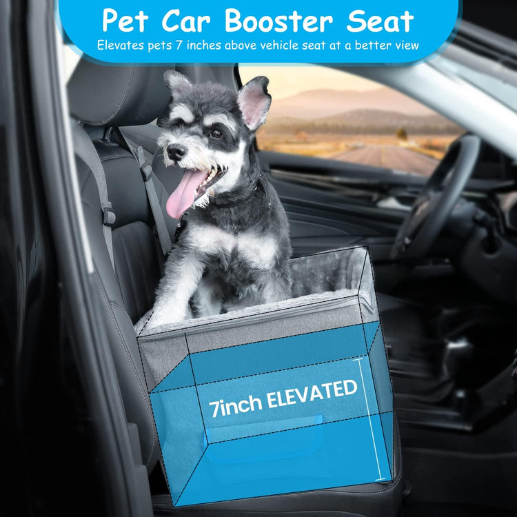Elevated Pet Booster Seat for Small Dogs and Cats - Adjustable Travel Carrier for Cars