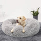 Calming Dog Bed for Large Dogs – Fluffy Donut Cuddler, Anti-Anxiety Design, Washable, Gray 30"