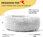 Calming Dog Bed for Large Dogs – Fluffy Donut Cuddler, Anti-Anxiety Design, Washable, Gray 30"