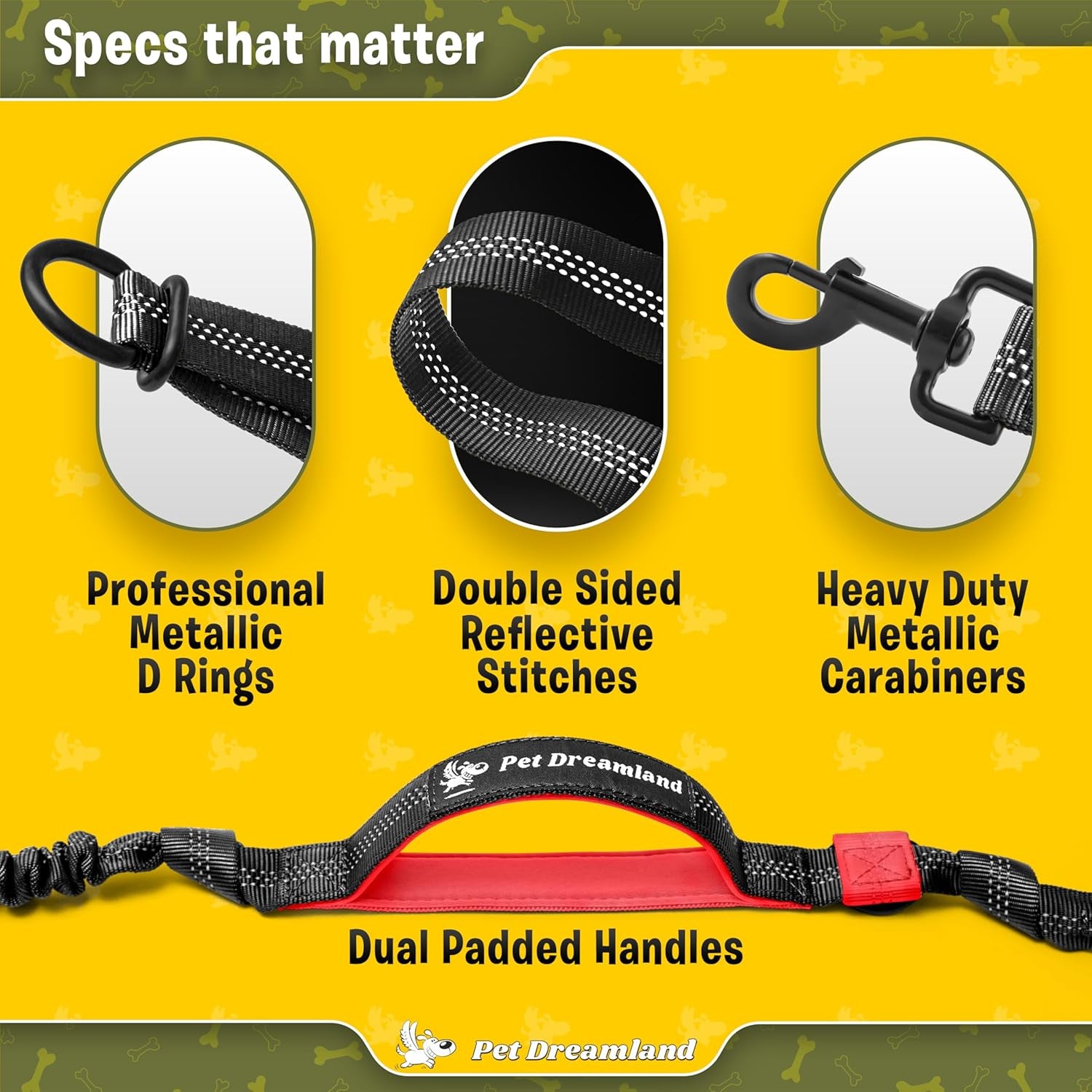 Dual Dog Leash for Two Dogs – No-Tangle Hands-Free Double Leash for Large Dogs, Running & Walking, Black & Red