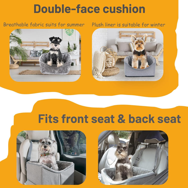 Elevated Pet Booster Seat for Small Dogs and Cats - Adjustable Travel Carrier for Cars
