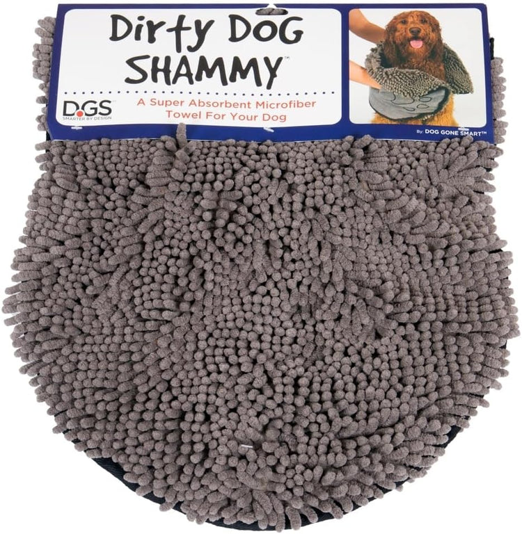 Microfiber Dog Drying Towel – Super Absorbent, Fast-Drying, Antimicrobial & Odor Control, Dual Hand Pockets, Machine Washable, Gray (31"x13")