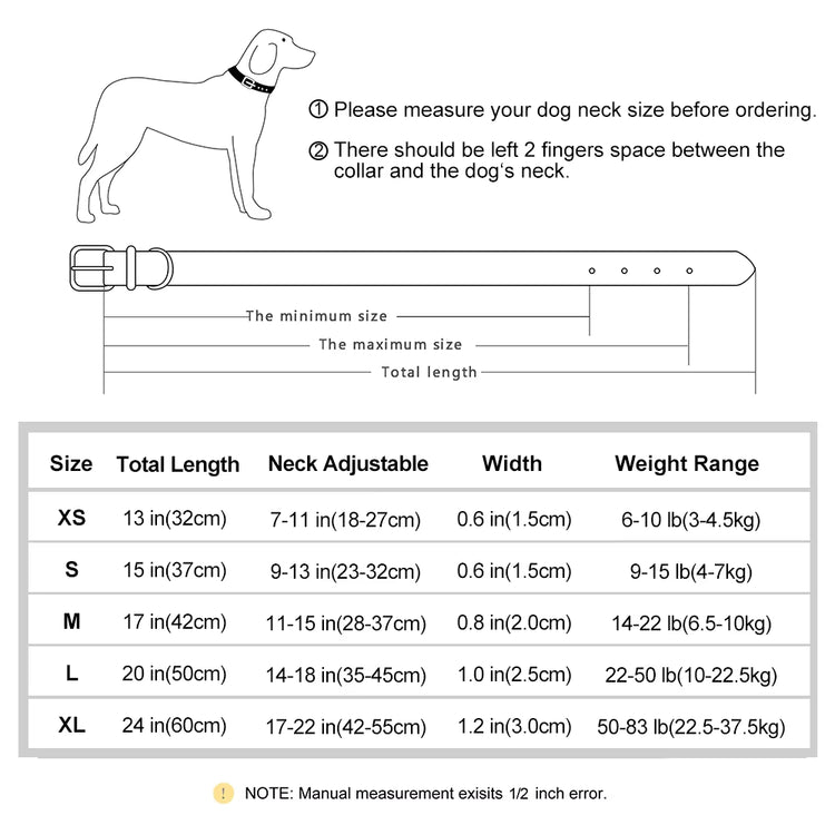 Customized PU Leather Nameplate Dog Collar Soft Padded Dogs Collars Free Engraving Name for Small Medium Large Dogs Adjustable