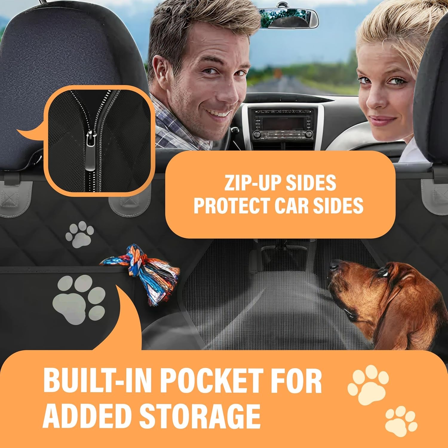 Waterproof Dog Car Seat Cover – Back Seat Hammock for Dogs, Scratch-Proof Pet Protector for Cars, SUVs & Trucks, Black