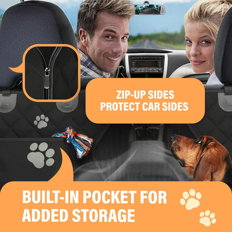 Waterproof Dog Car Seat Cover – Back Seat Hammock for Dogs, Scratch-Proof Pet Protector for Cars, SUVs & Trucks, Black