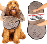 Microfiber Dog Drying Towel – Super Absorbent, Fast-Drying, Antimicrobial & Odor Control, Dual Hand Pockets, Machine Washable, Gray (31"x13")