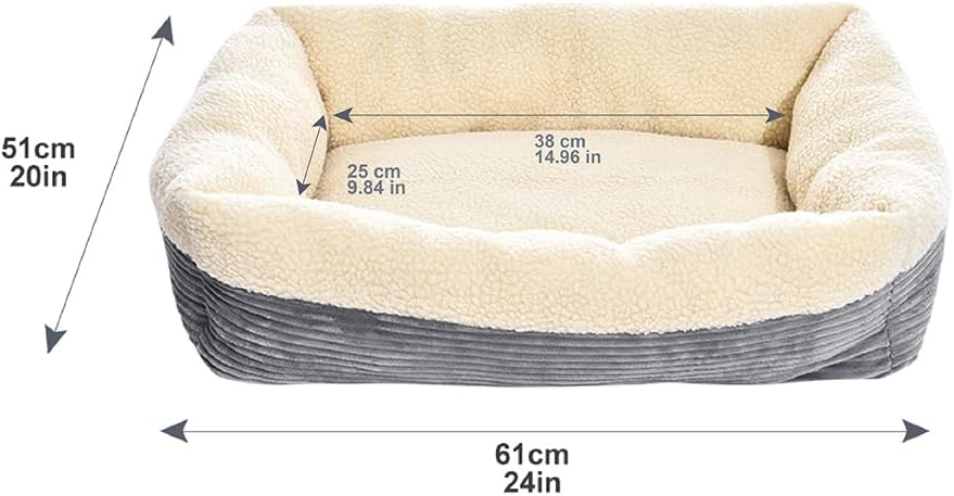 Self-Warming Pet Bed – Non-Slip Cat & Dog Bed, Cozy Rectangle Cushion, Gray (24"x20"x7")