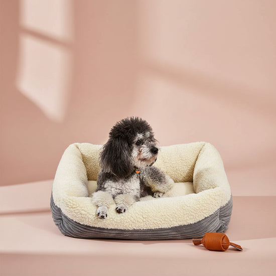 Self-Warming Pet Bed – Non-Slip Cat & Dog Bed, Cozy Rectangle Cushion, Gray (24"x20"x7")