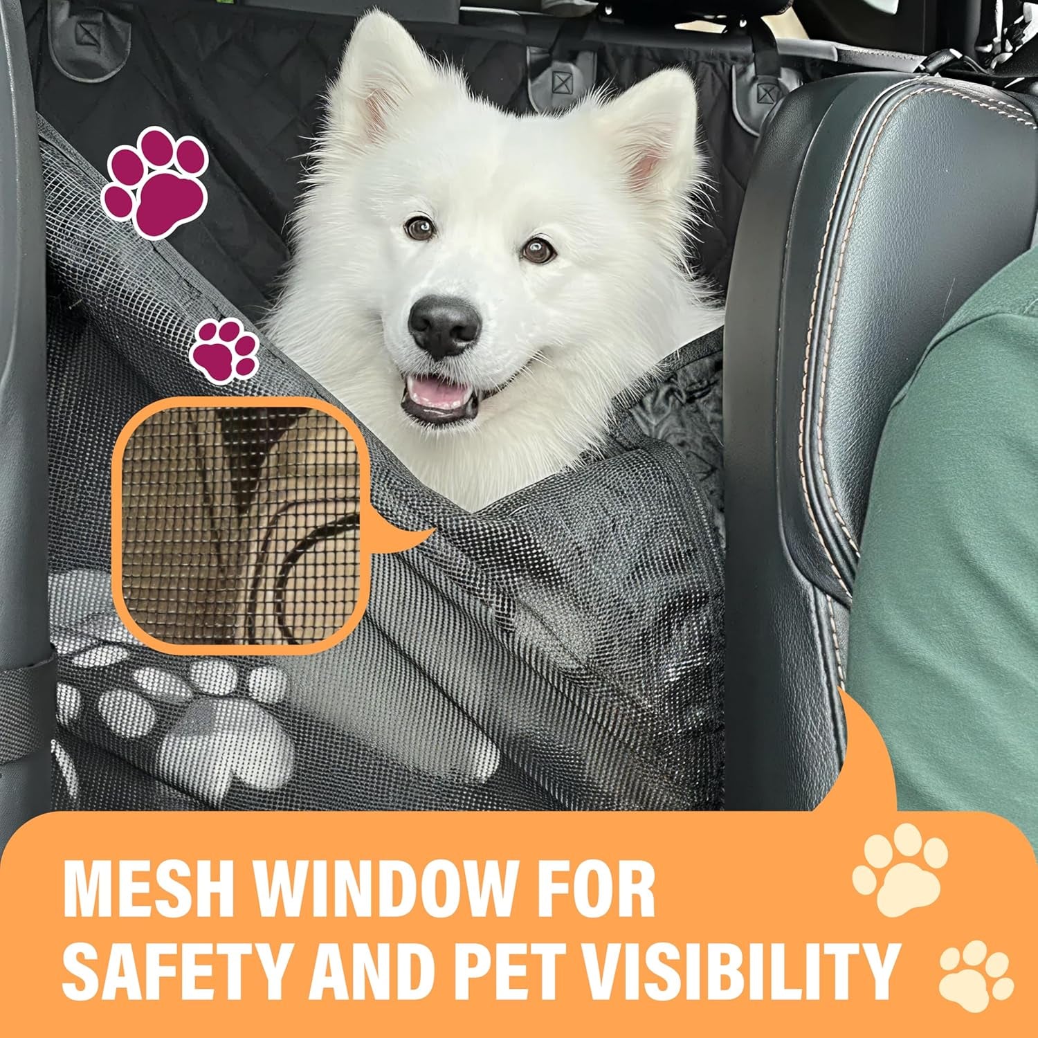 Waterproof Dog Car Seat Cover – Back Seat Hammock for Dogs, Scratch-Proof Pet Protector for Cars, SUVs & Trucks, Black
