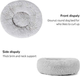 Calming Dog Bed for Large Dogs – Fluffy Donut Cuddler, Anti-Anxiety Design, Washable, Gray 30"