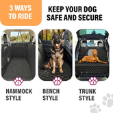 Waterproof Dog Car Seat Cover – Back Seat Hammock for Dogs, Scratch-Proof Pet Protector for Cars, SUVs & Trucks, Black