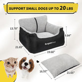Dog Car Seat for Small Dogs – Booster Seat with Clip-On Leash, Storage Pockets & Washable Cover, Portable Pet Carrier under 25 lbs, Black