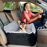 Dog Car Seat for Small Dogs – Booster Seat with Clip-On Leash, Storage Pockets & Washable Cover, Portable Pet Carrier under 25 lbs, Black