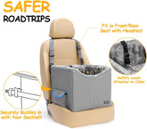 Elevated Pet Booster Seat for Small Dogs and Cats - Adjustable Travel Carrier for Cars