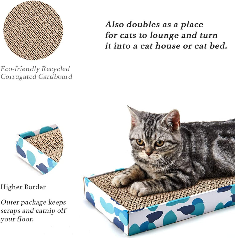Reversible Cat Scratcher Pad – Corrugated Cardboard Scratching Board & Bed with Catnip Included, Protects Furniture