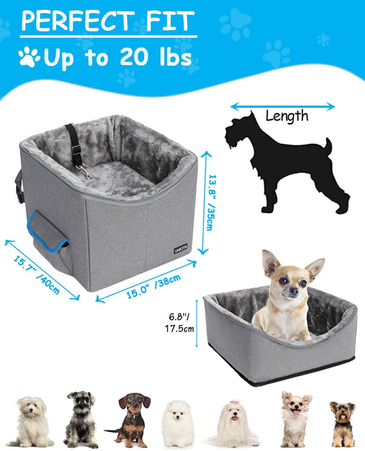 Elevated Pet Booster Seat for Small Dogs and Cats - Adjustable Travel Carrier for Cars