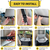 Dog Car Seat for Small Dogs – Booster Seat with Clip-On Leash, Storage Pockets & Washable Cover, Portable Pet Carrier under 25 lbs, Black