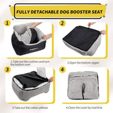 Dog Car Seat for Small Dogs – Booster Seat with Clip-On Leash, Storage Pockets & Washable Cover, Portable Pet Carrier under 25 lbs, Black