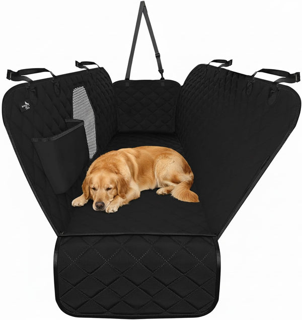 Waterproof Dog Car Seat Cover – Back Seat Hammock for Dogs, Scratch-Proof Pet Protector for Cars, SUVs & Trucks, Black