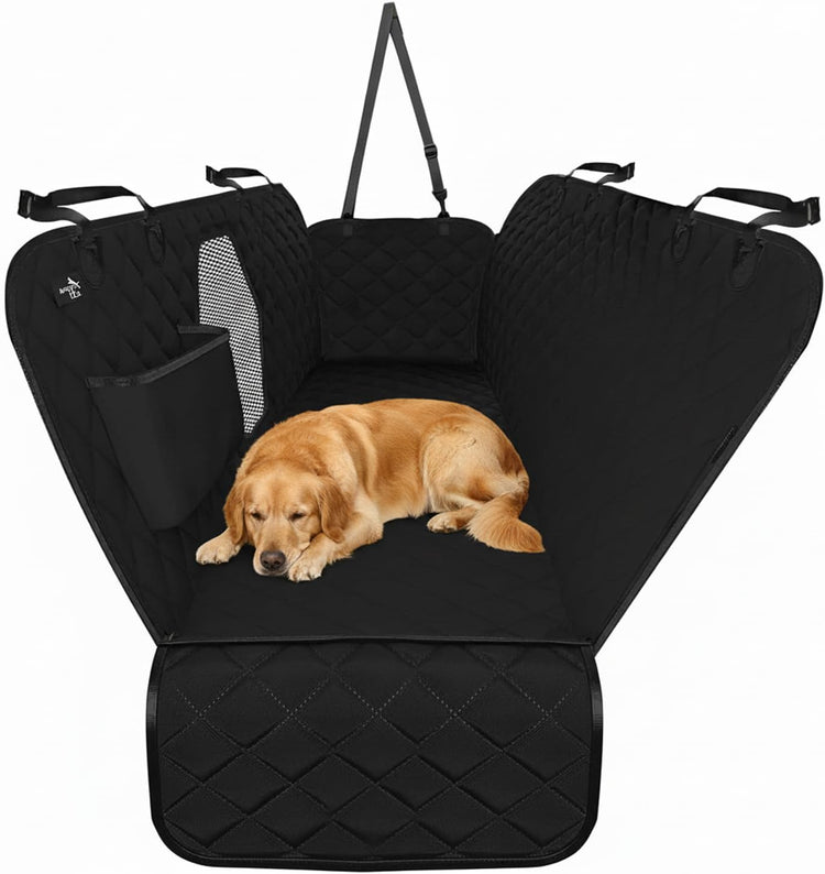Waterproof Dog Car Seat Cover – Back Seat Hammock for Dogs, Scratch-Proof Pet Protector for Cars, SUVs & Trucks, Black