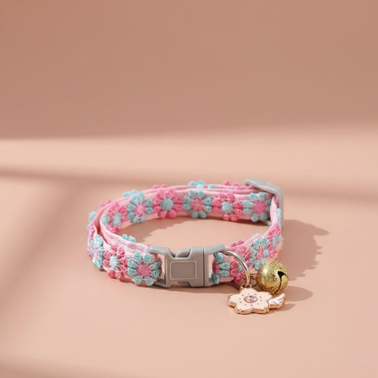 Pet Collar with Bell Cartoon Footprint Colorful Dog Puppy Kitten Collar Adjustable Safety Bell Ring Necklace Pet Accessories
