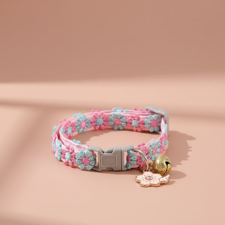 Pet Collar with Bell Cartoon Footprint Colorful Dog Puppy Kitten Collar Adjustable Safety Bell Ring Necklace Pet Accessories